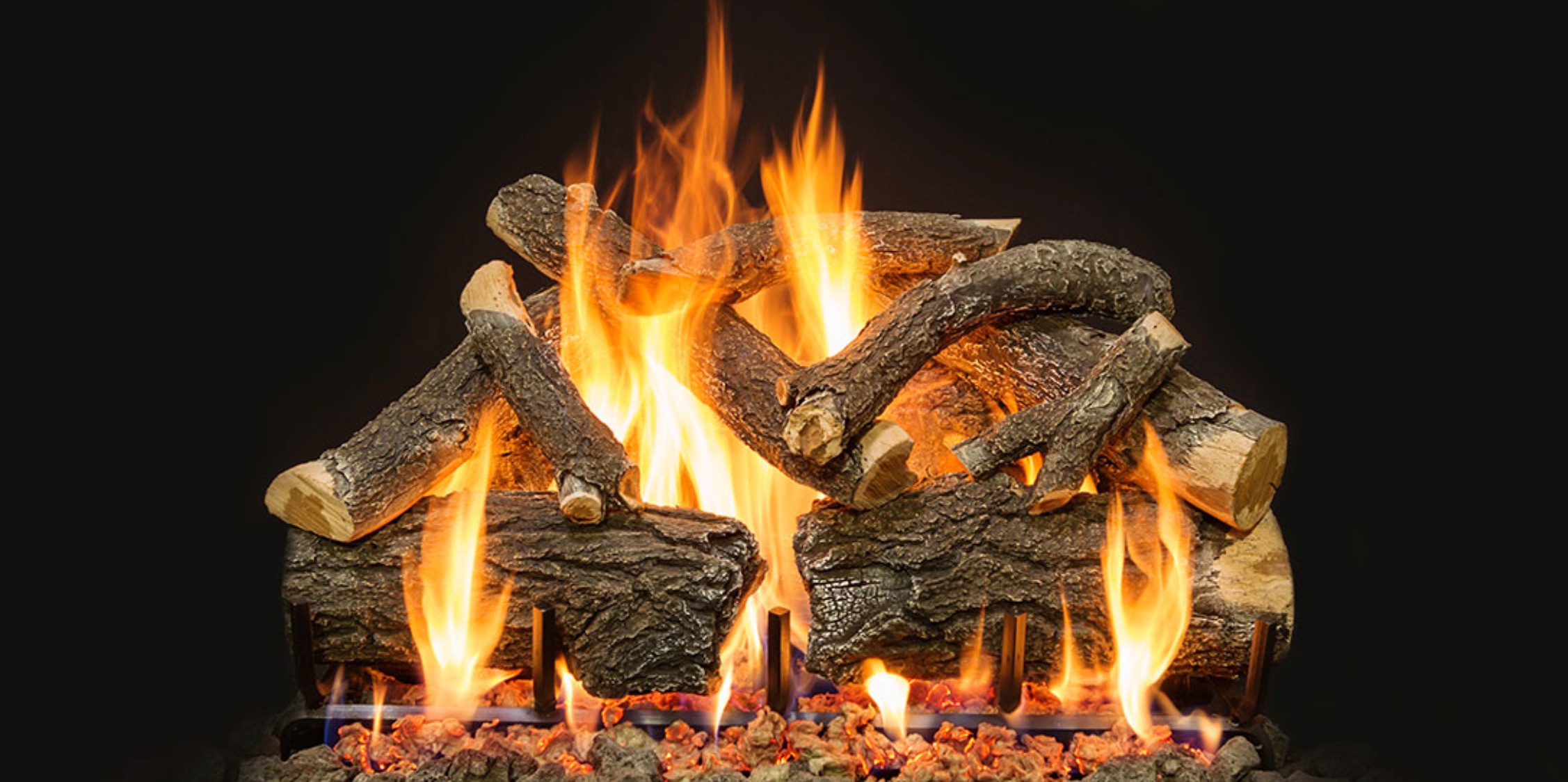 charred weathered oak gas logs