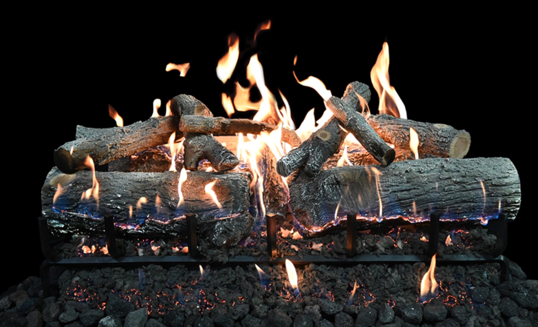 gas log sets with glowing logs 