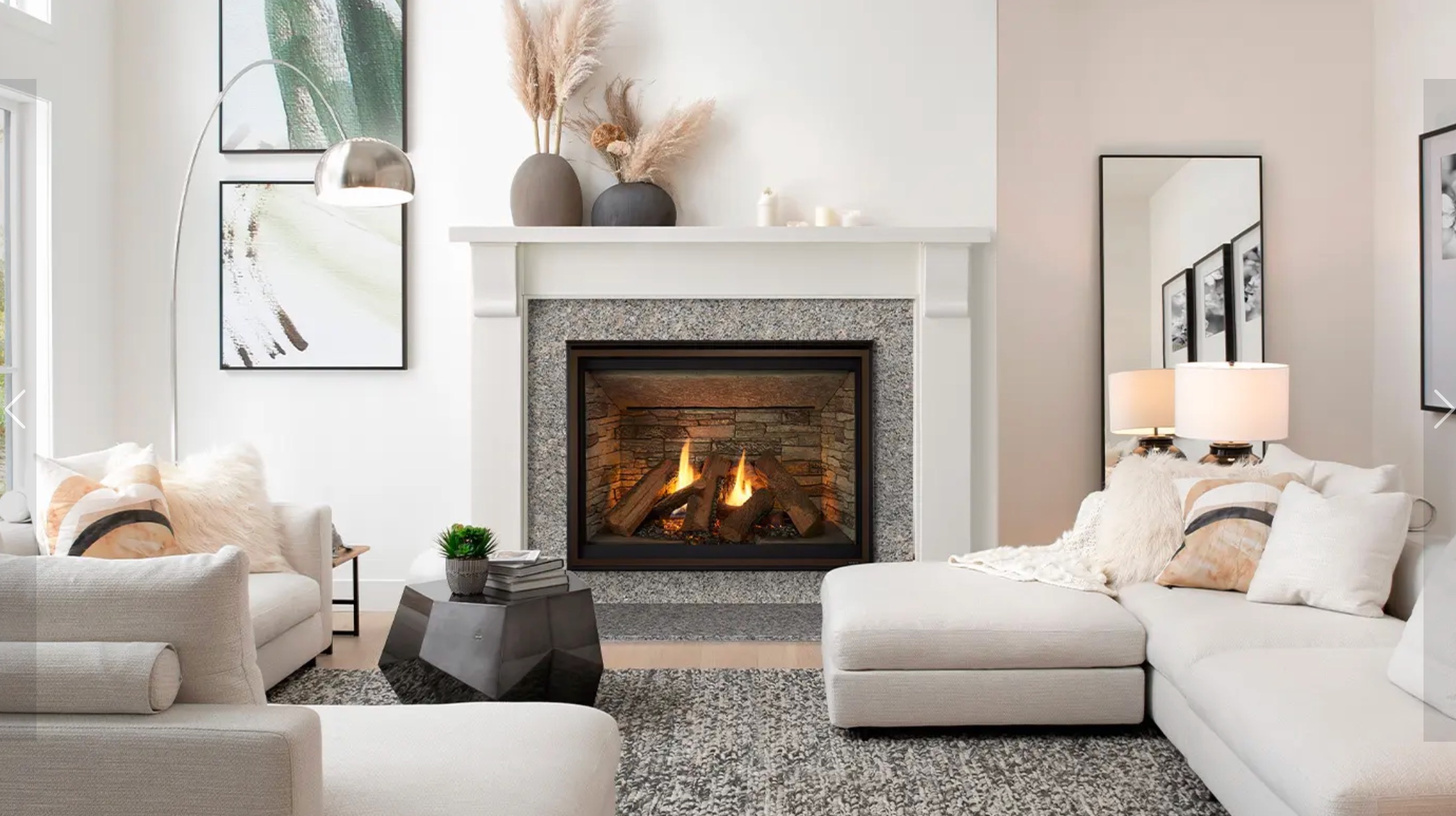 meridian direct vent gas fireplace in a contemporary living room
