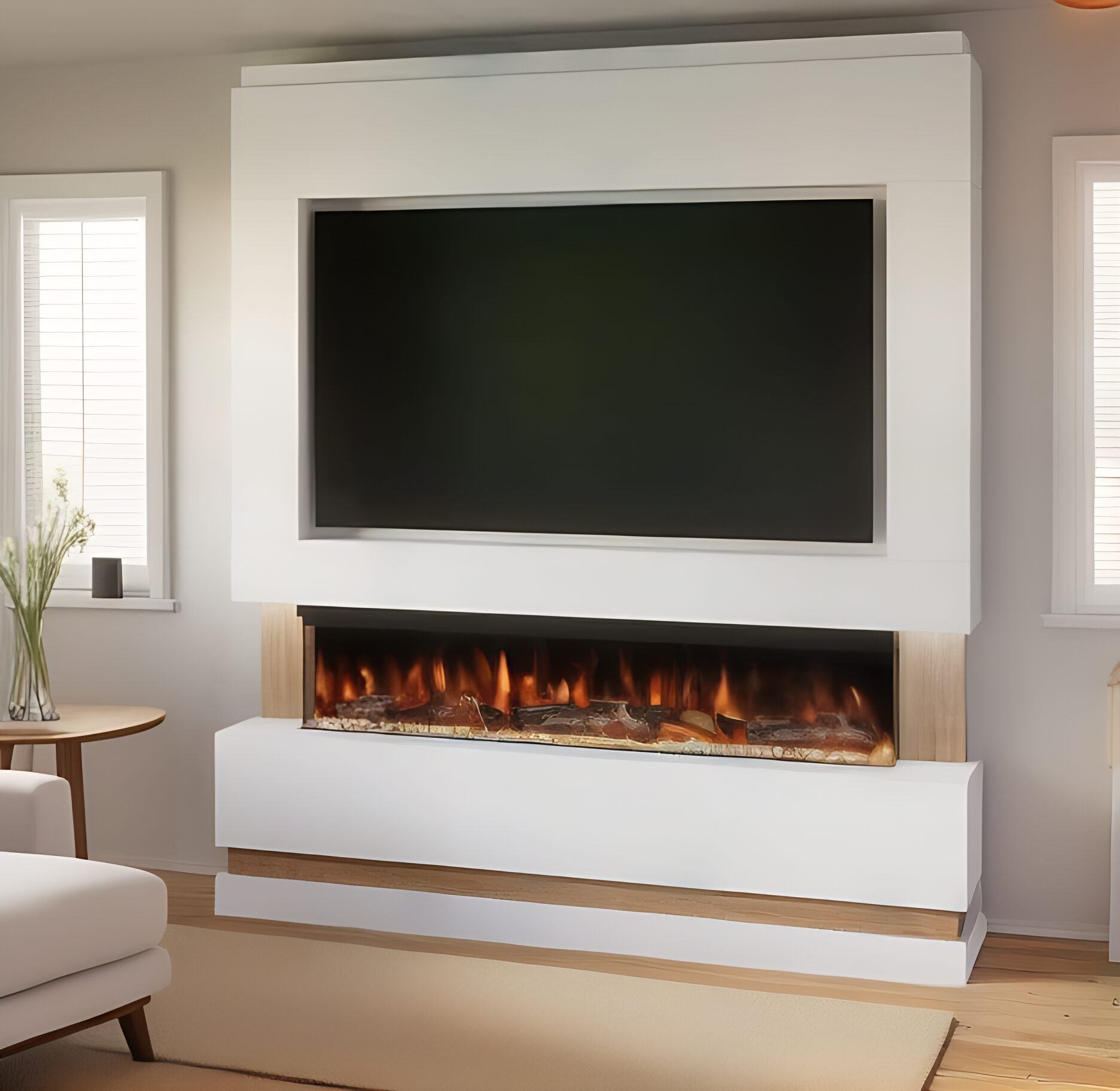 media wall with fireplace and television mount