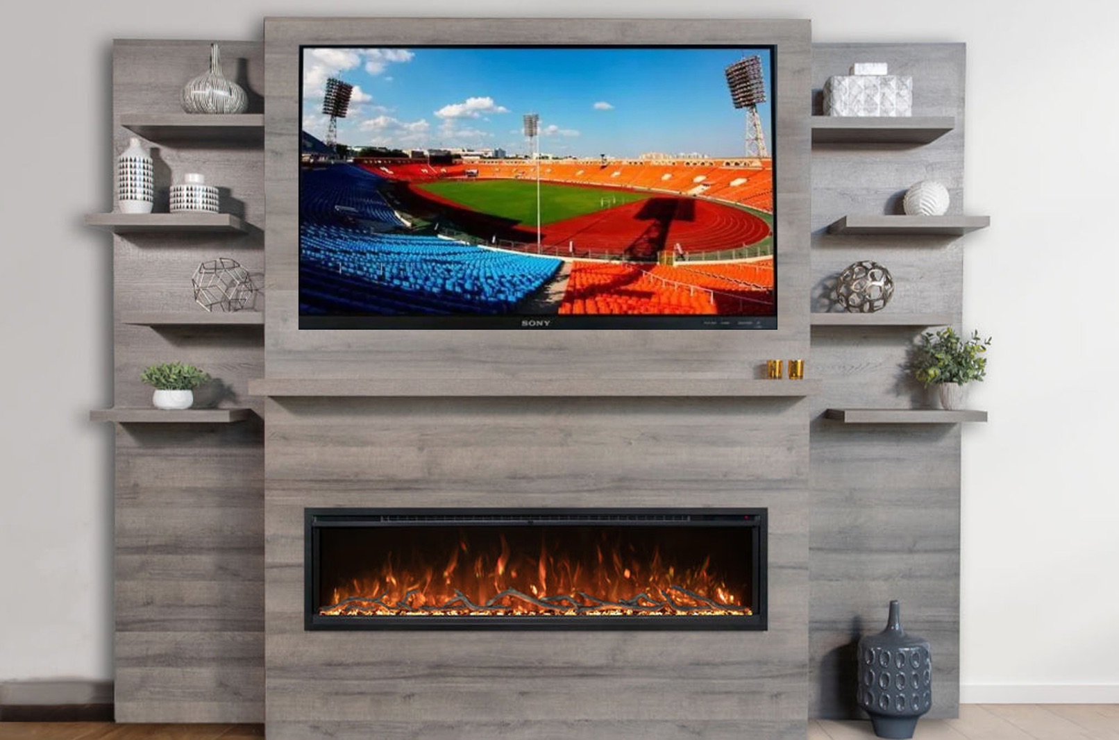 media wall with electric fireplace